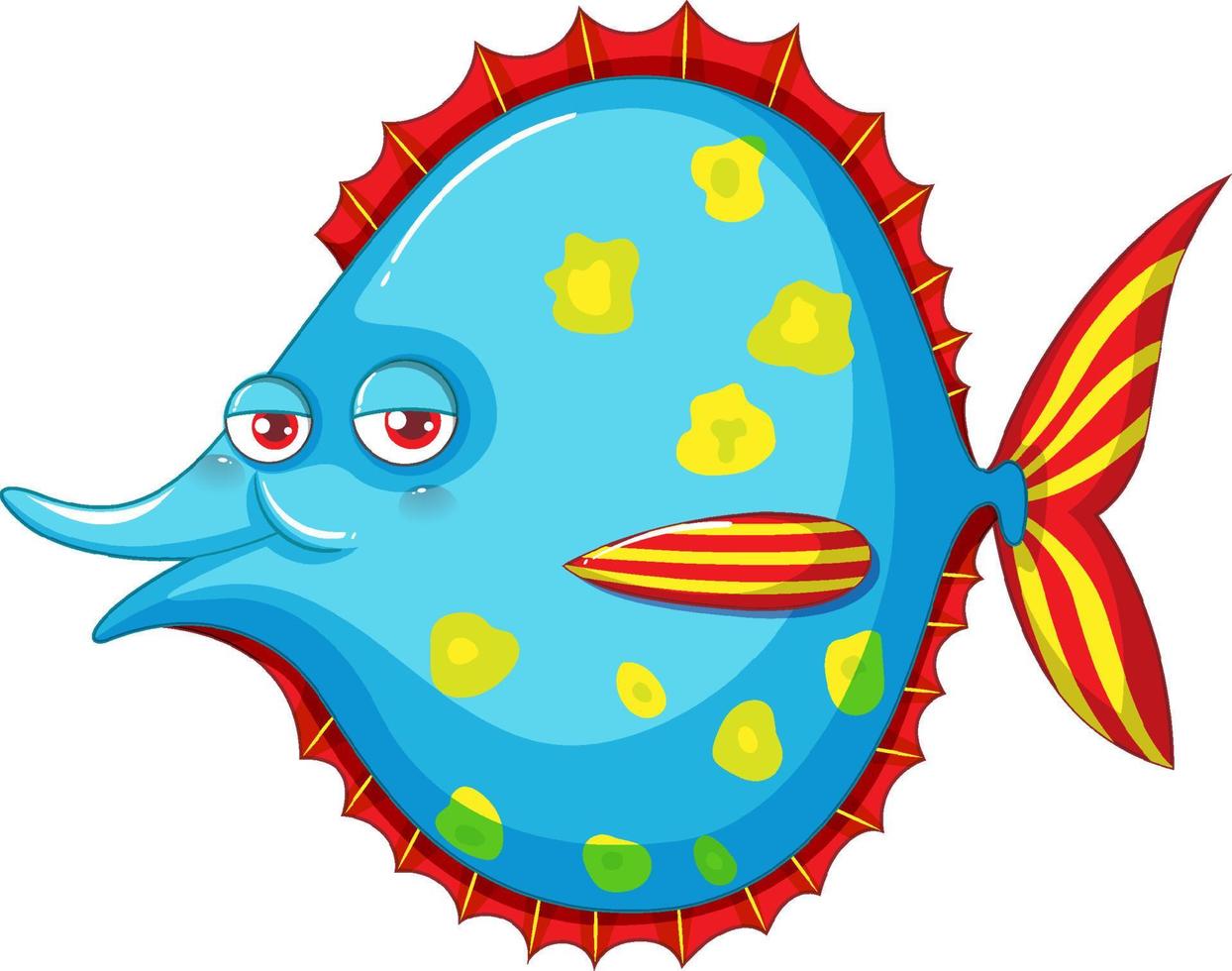 A cute halibut fish on white background vector
