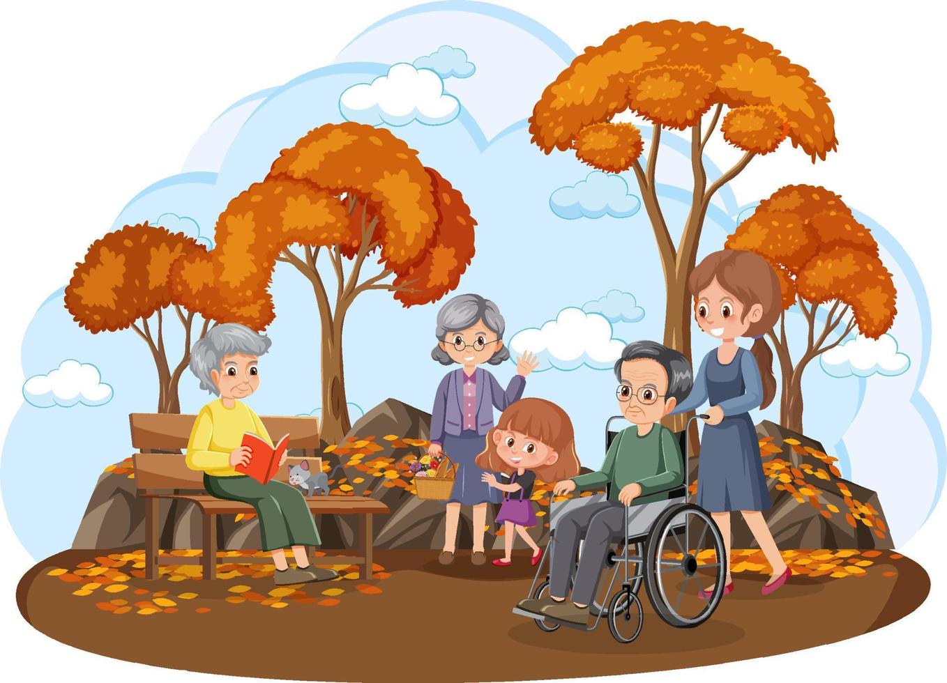 Elderly people at park vector