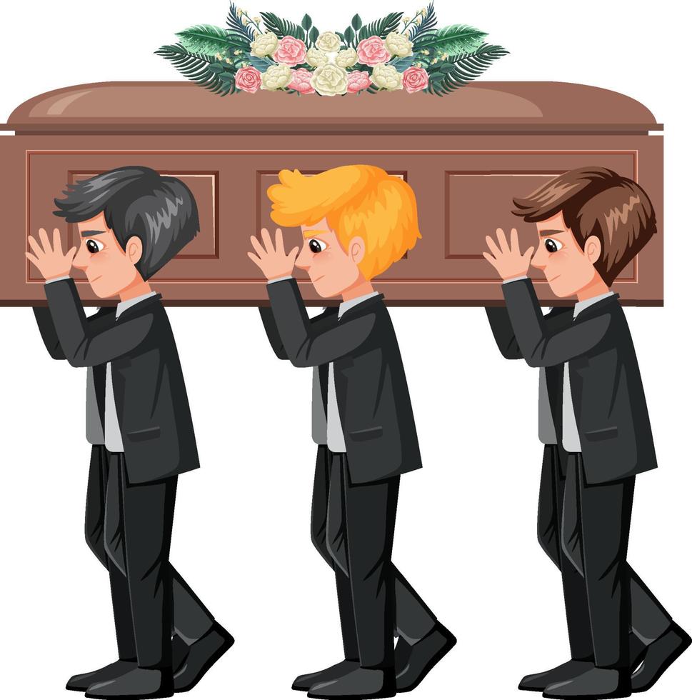 People carry coffin on shoulder vector