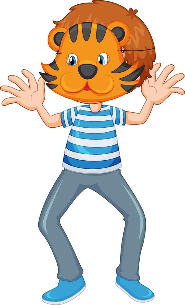 A boy wearing animal mask vector
