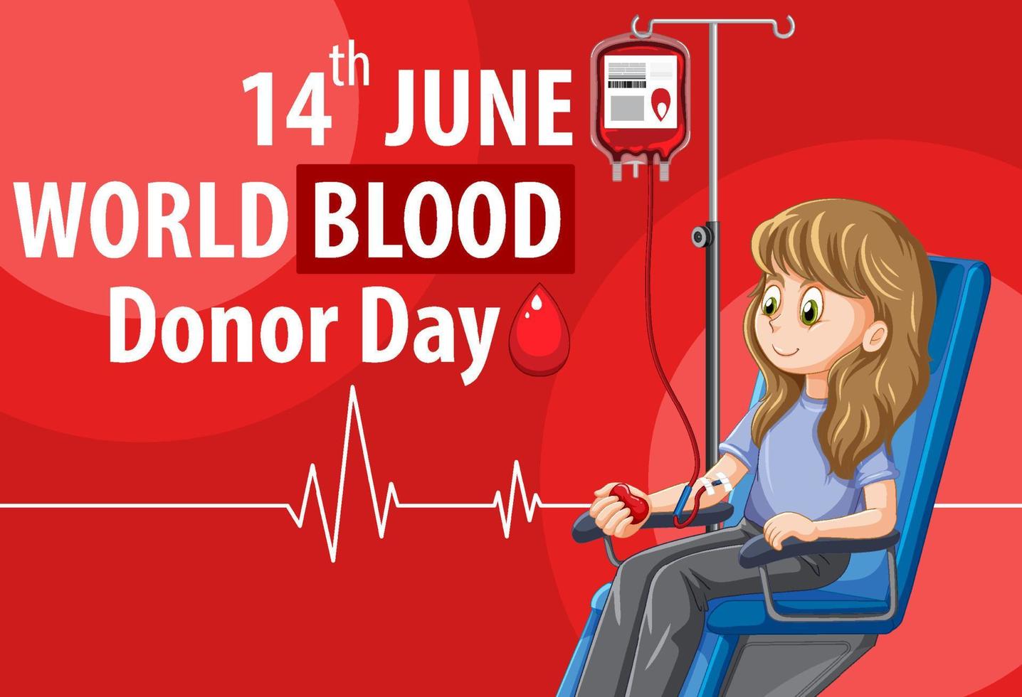 June blood donor day text and icon vector