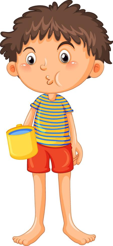 boy gargling and holding toothbrush vector