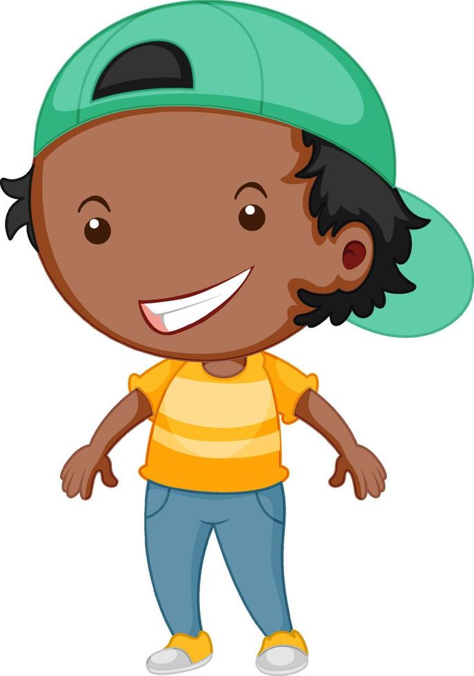 Cute boy cartoon character on white background vector