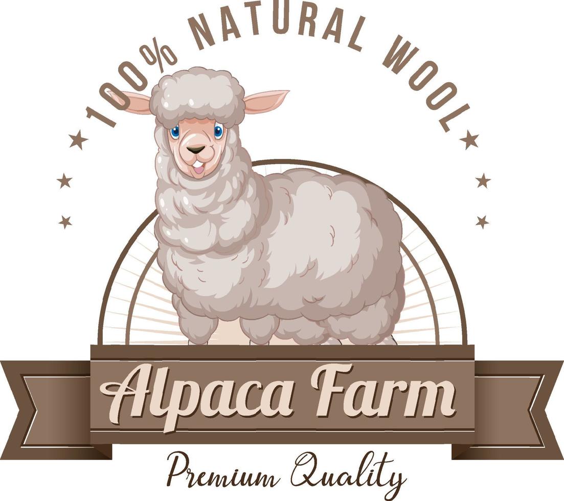 logotipo de granja de alpaca para productos de lana vector