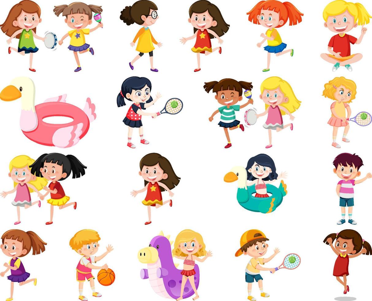 Set of children doing different activities vector