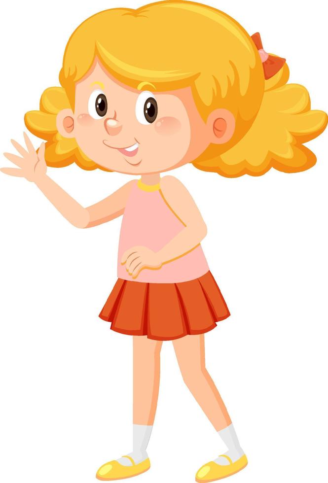 Cute girl with curly hair cartoon vector