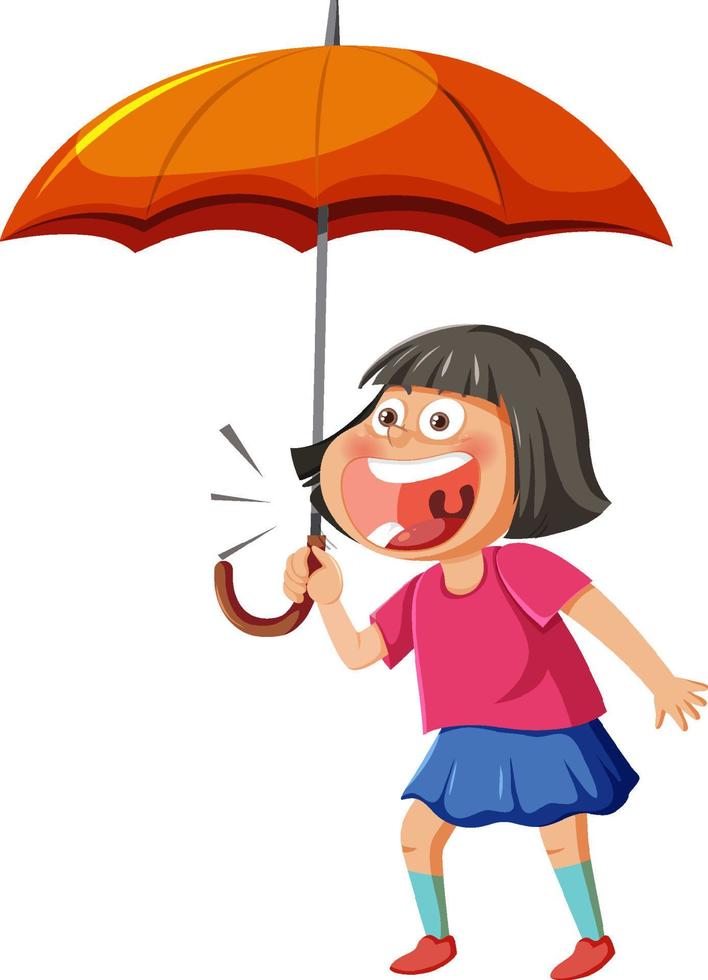 Happy girl holding an umbrella vector