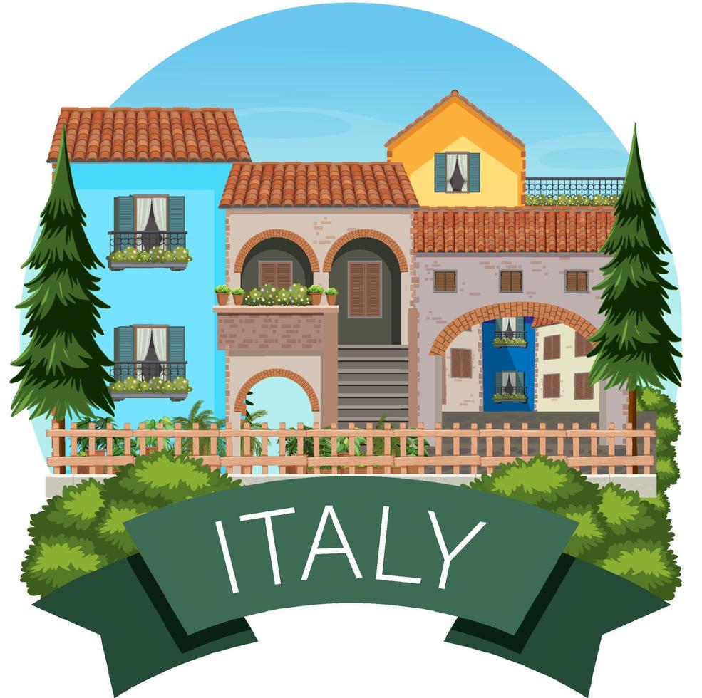 Italy banner label with house buildings vector