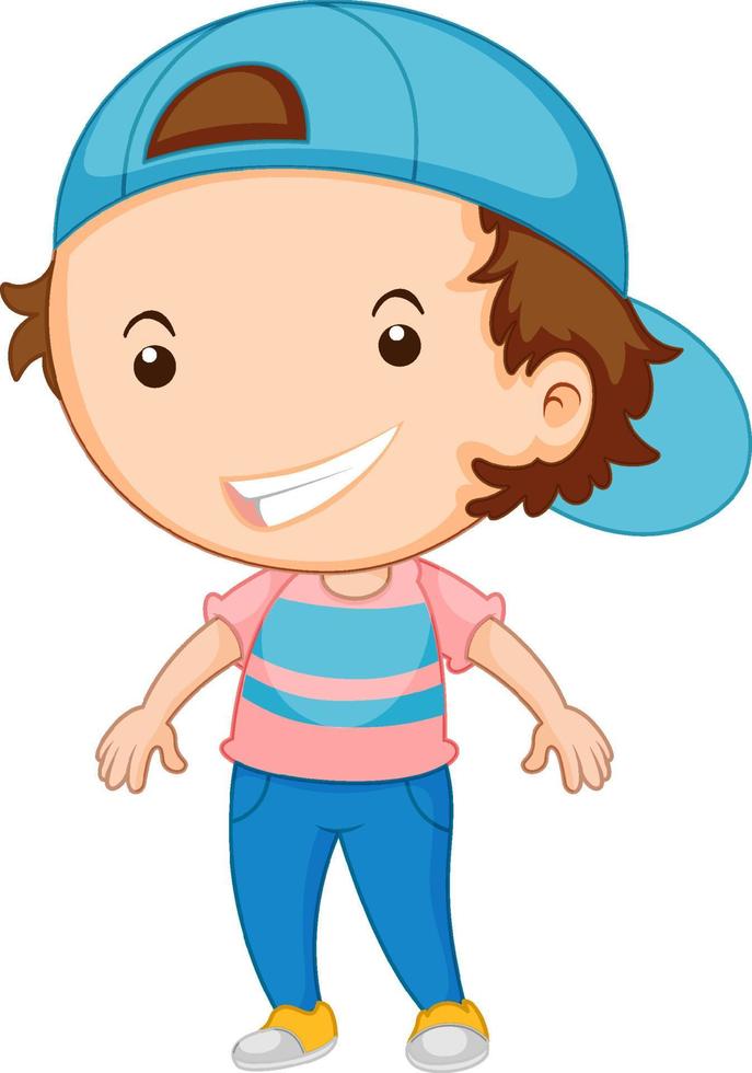 Cute boy cartoon character on white background vector