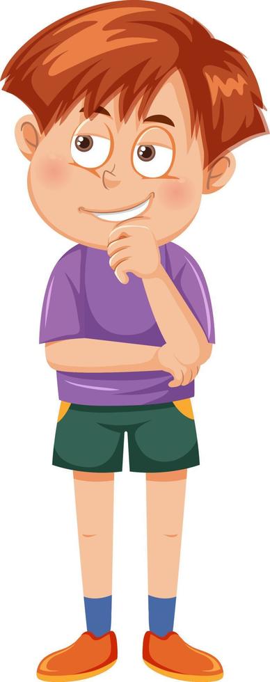 Thinking boy cartoon character vector