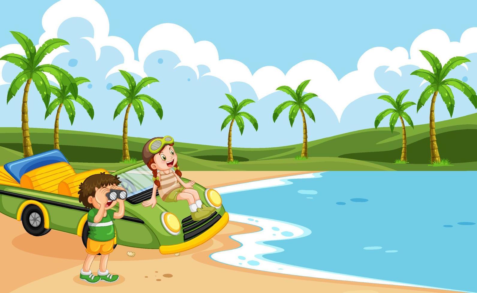 Road trip vacation at the beach vector