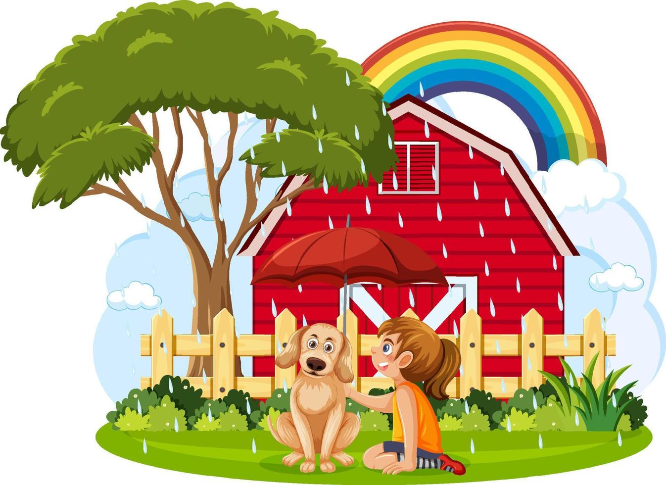 Barm farm with cartoon character vector