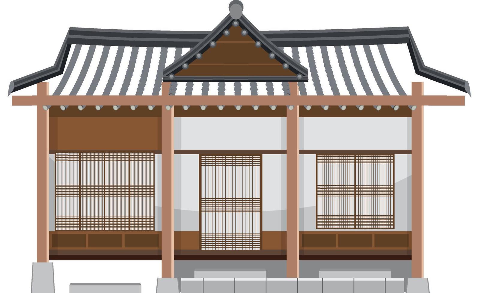 Korean ancient house on white background vector