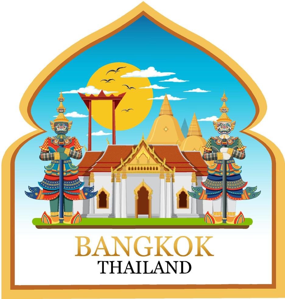 Bangkok Thailand Landmark Logo Banner vector