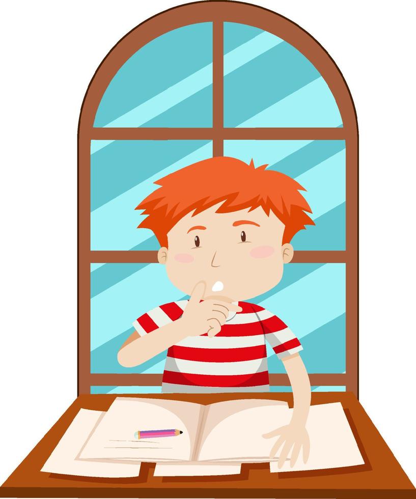 Student boy simple cartoon character vector