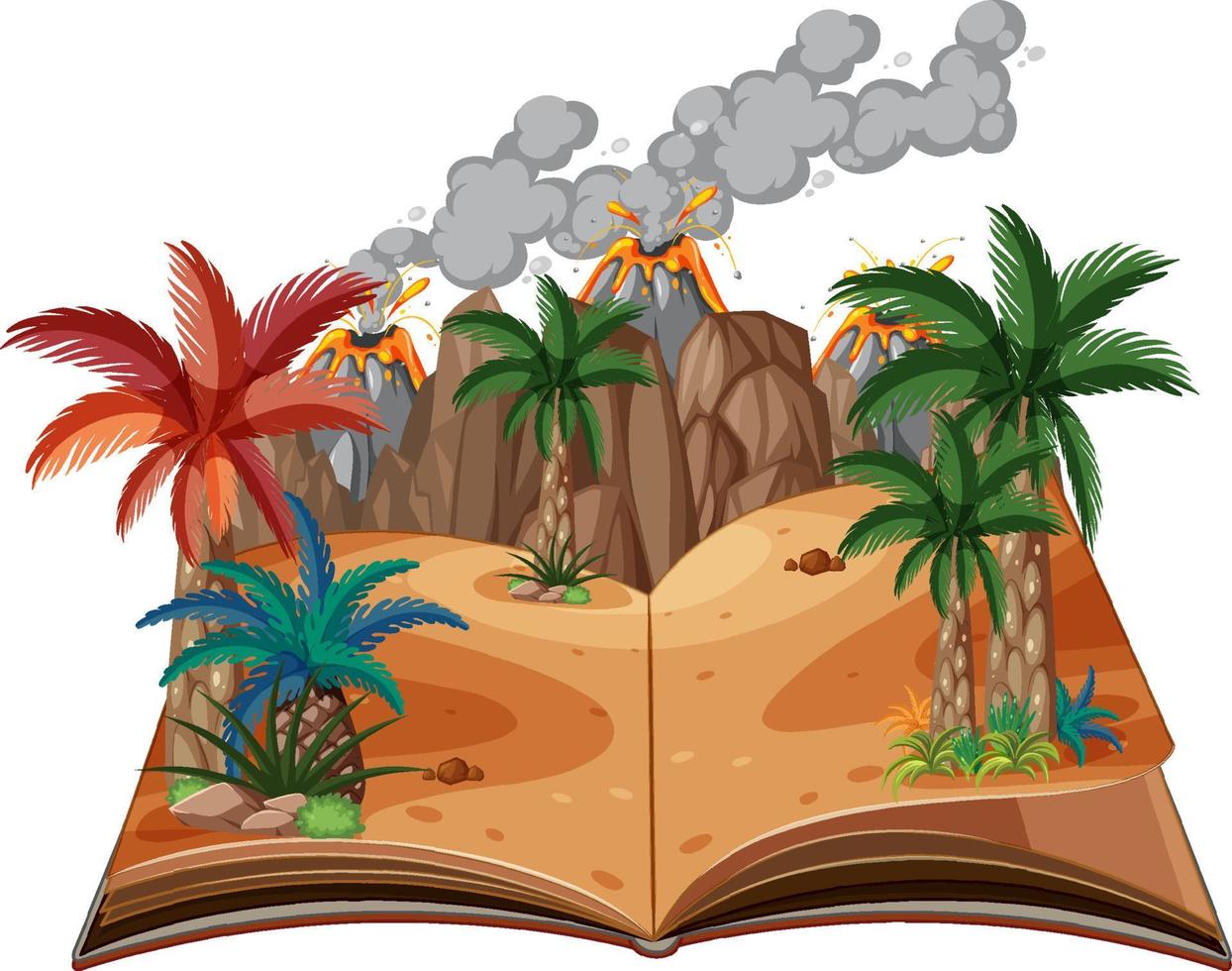 Opened book with prehistoric forest vector