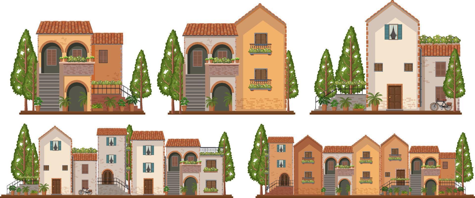 casa adosada suburbana vintage vector