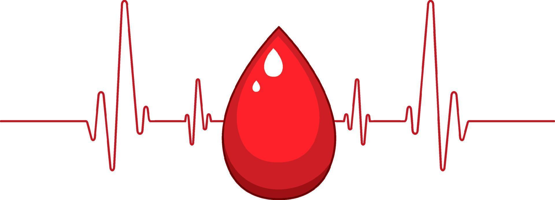 Human blood with heart rate on white background vector