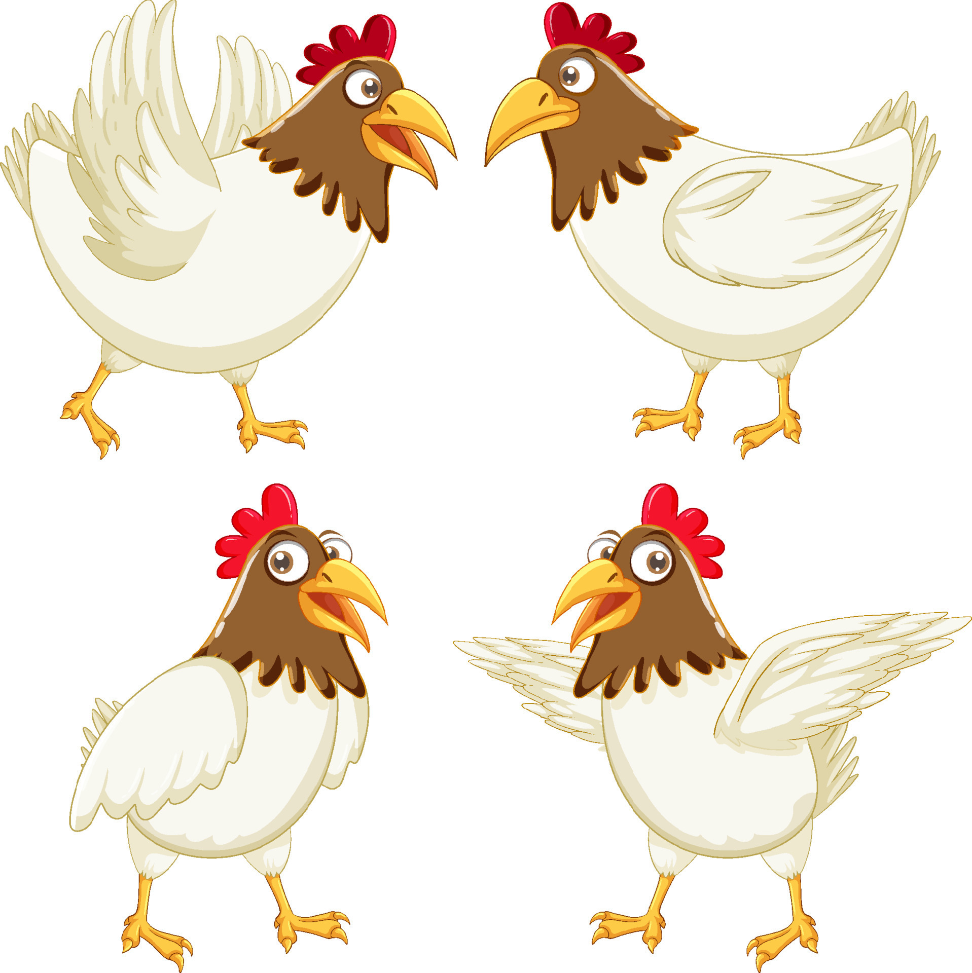 Chicken cartoon characters set 8191332 Vector Art at Vecteezy