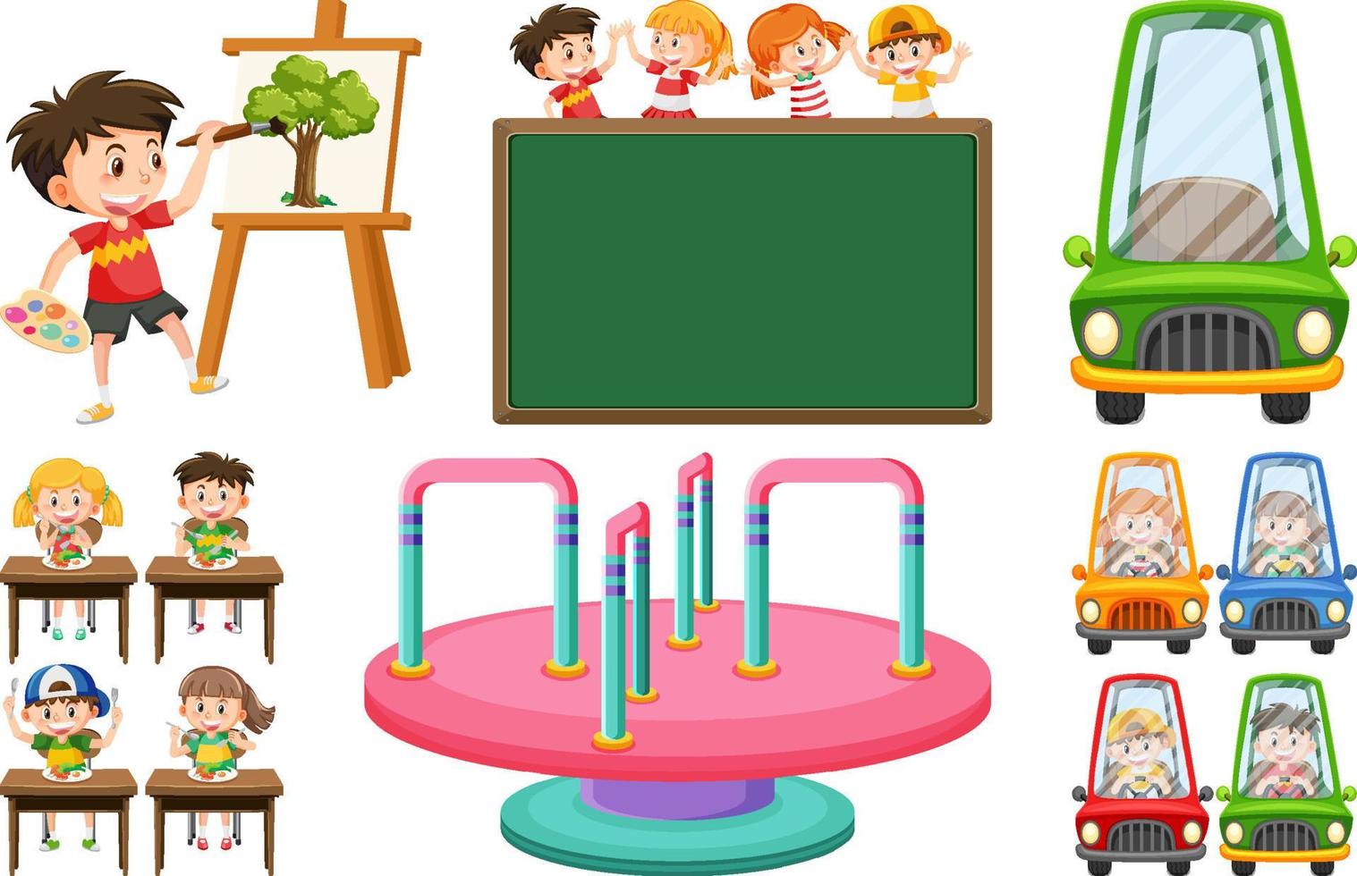 conjunto de niños haciendo diferentes actividades. vector