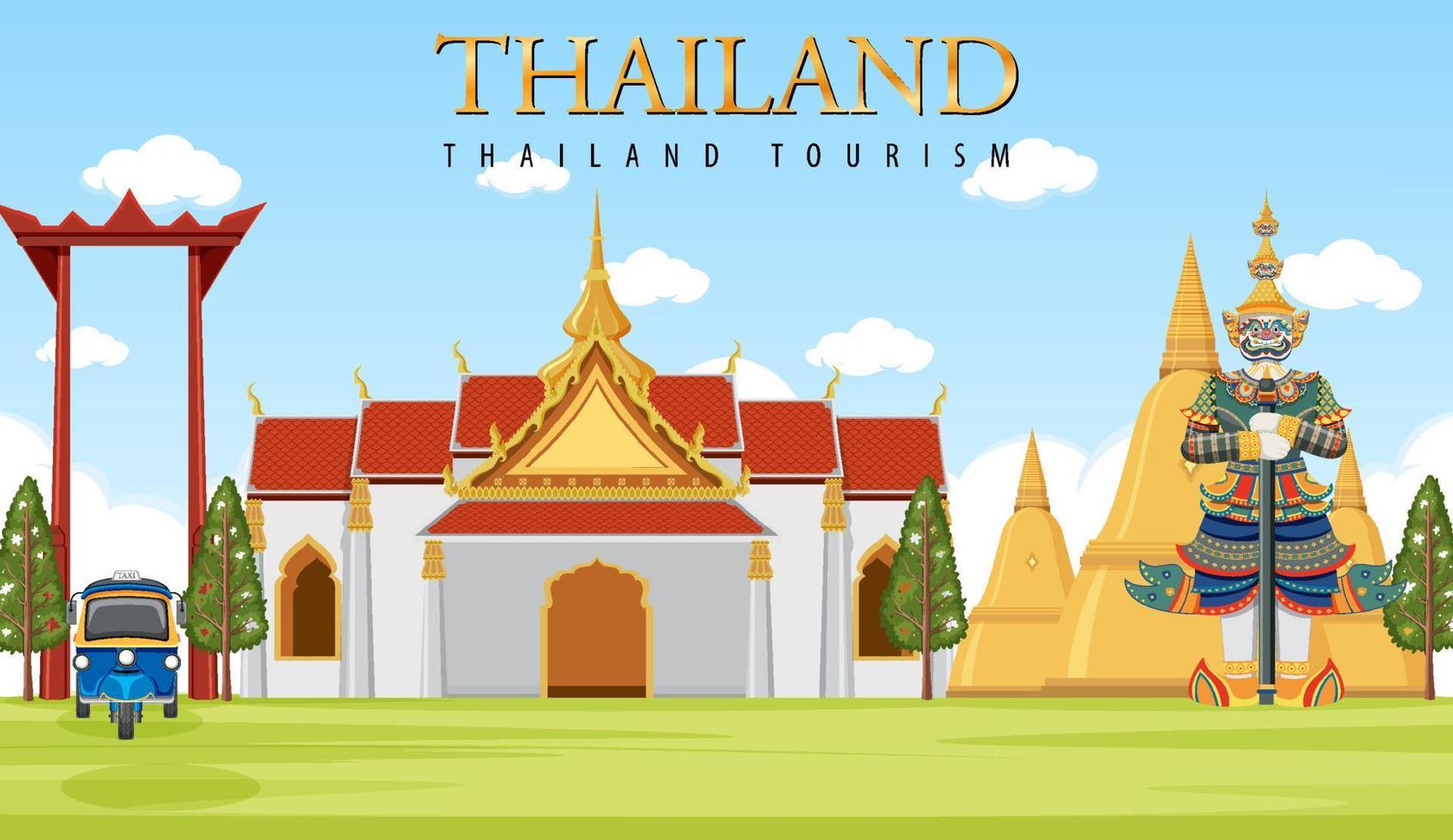 Thailand iconic tourism attraction background vector