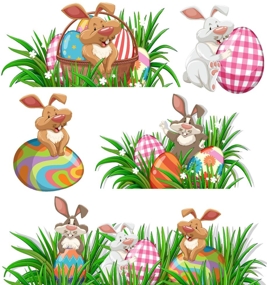 Easter theme with bunny and eggs vector