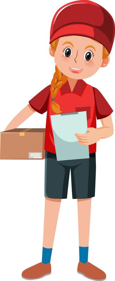 Delivery man with package vector