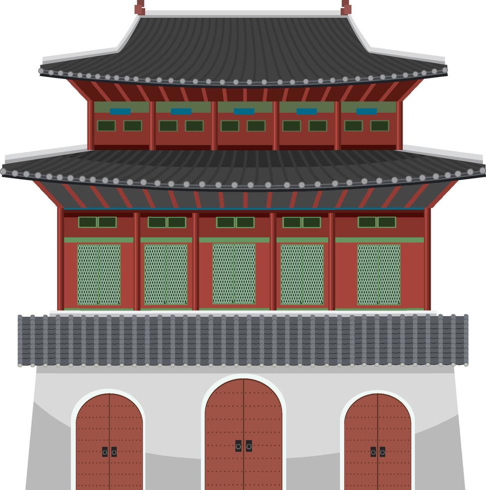 palacio antiguo coreano sobre fondo blanco vector