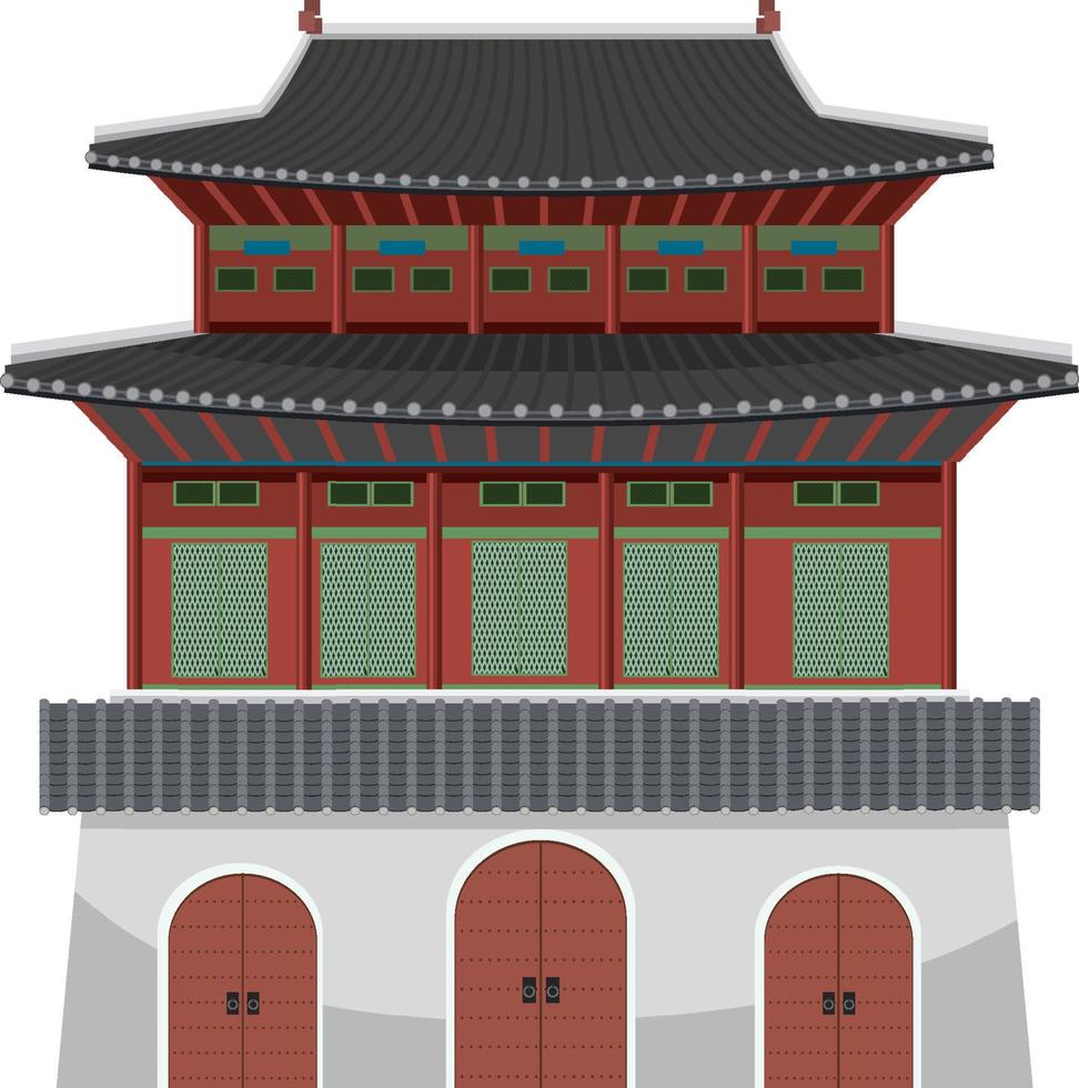 Korean ancient palace on white background vector