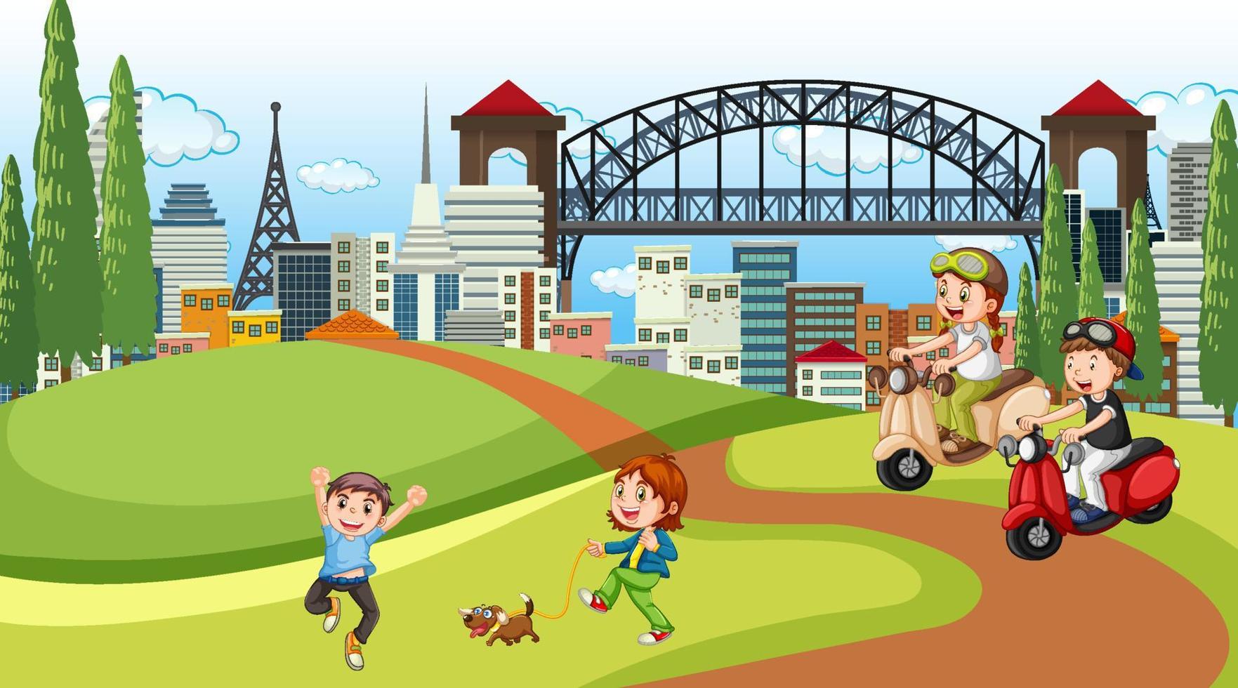 Children playing outdoor park vector