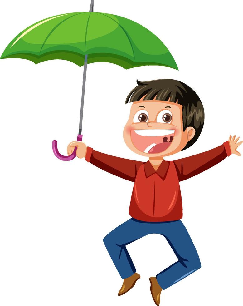 Happy man holding an umbrella on white background vector