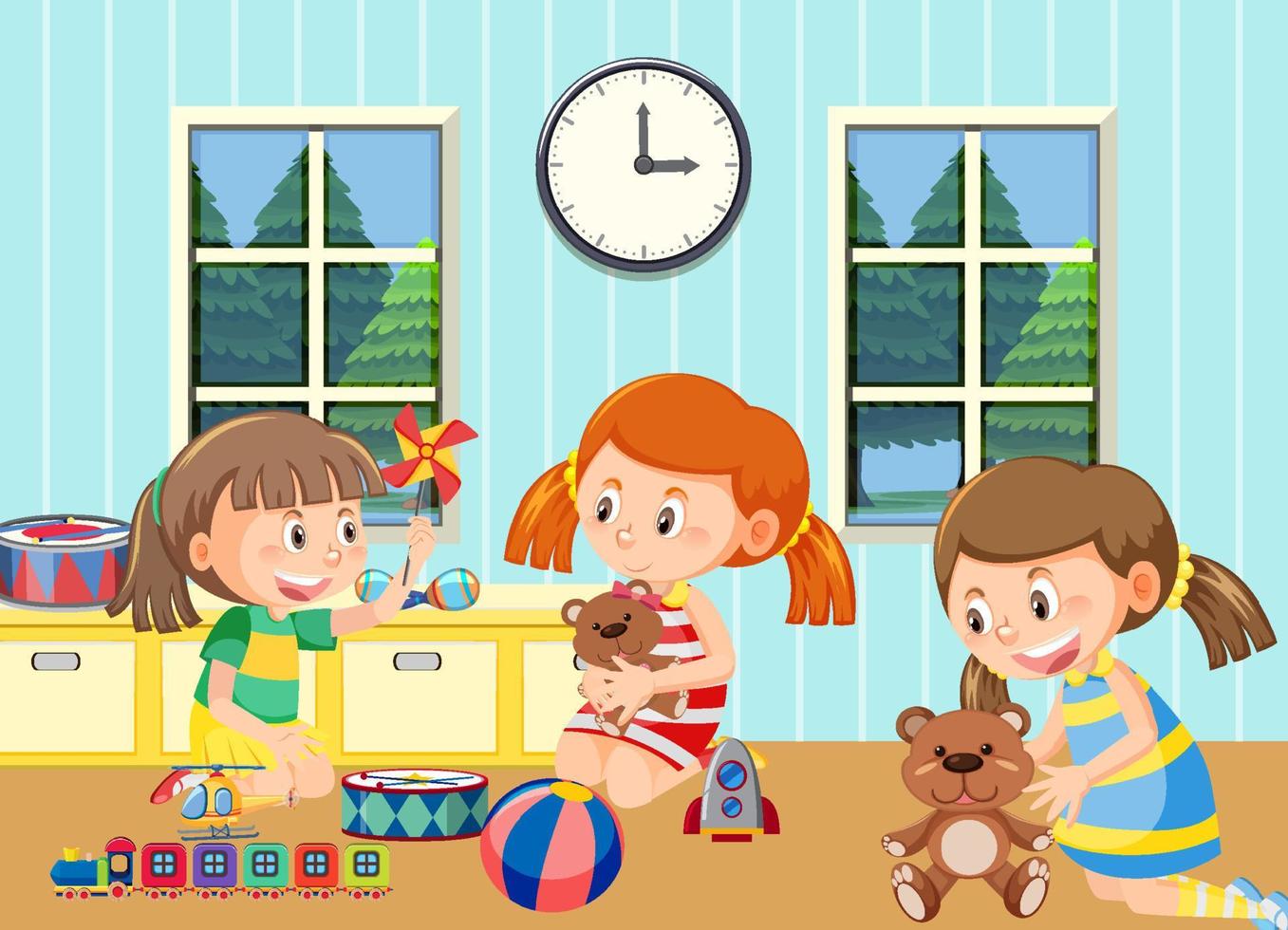 Children playing inside the house vector