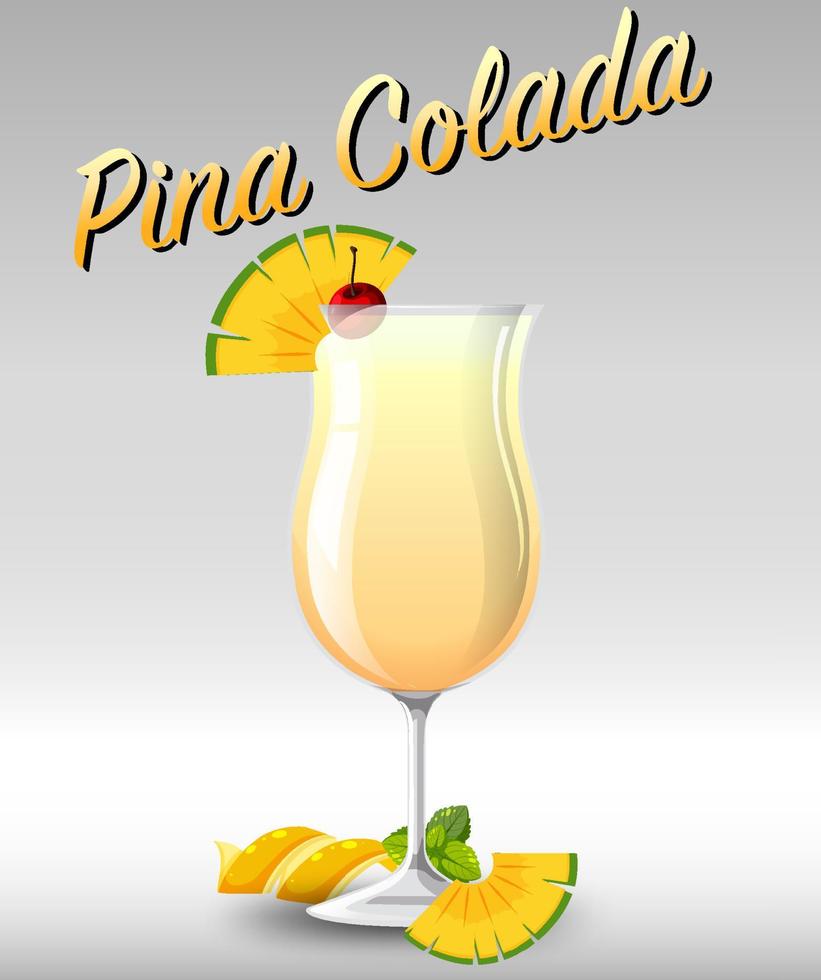 Pina colada cocktail in the glass vector