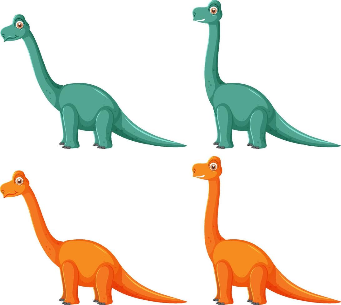 Different cute apatosaurus dinosaur cartoon characters vector