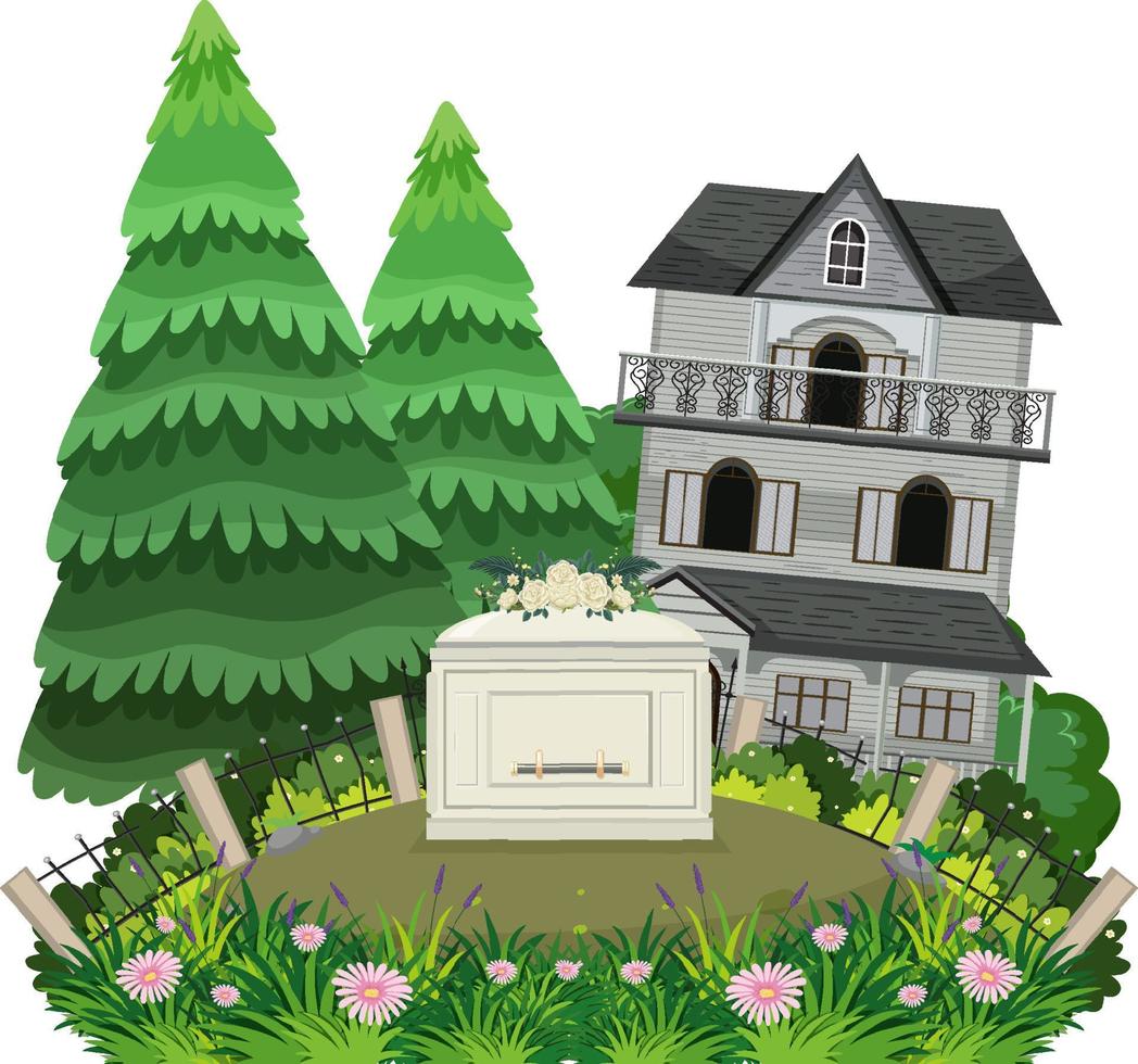 Cemetery graveyard scene isolated vector