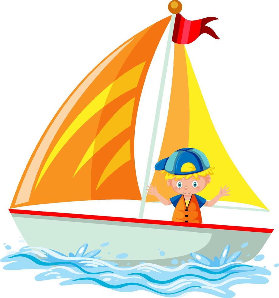 A little boy on sailboat isolated vector