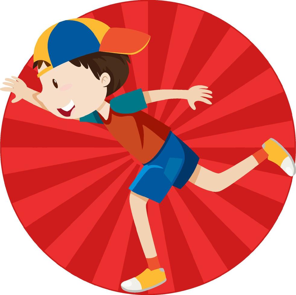 Active boy simple cartoon character vector