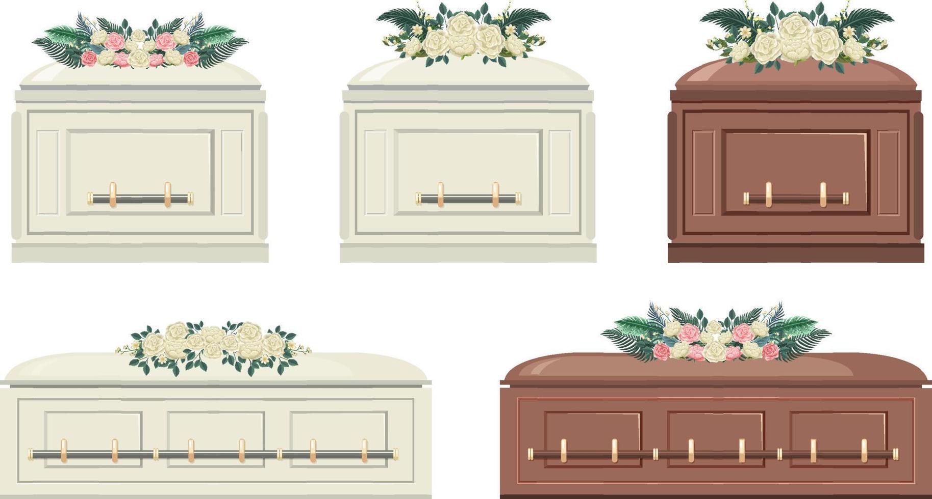 Set of different coffins isolated vector