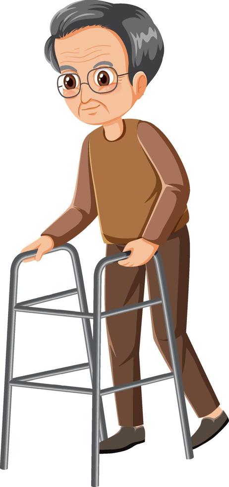 Elderly man with walker vector