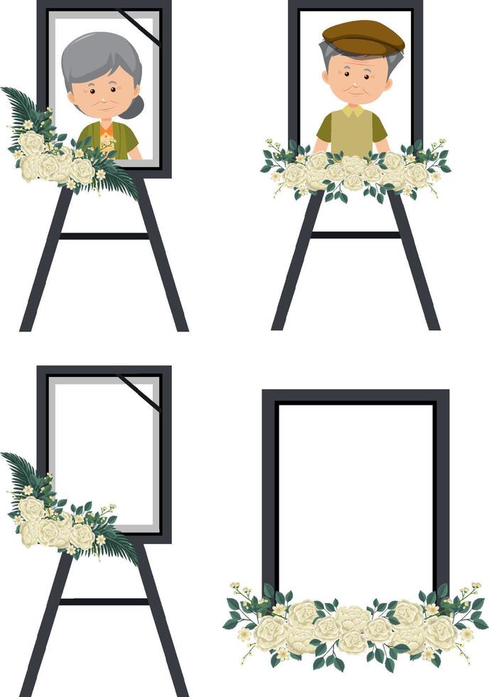 Portrait of deceased person set vector