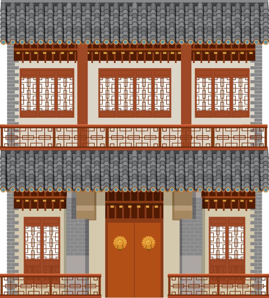 edificio tradicional chino sobre fondo blanco vector