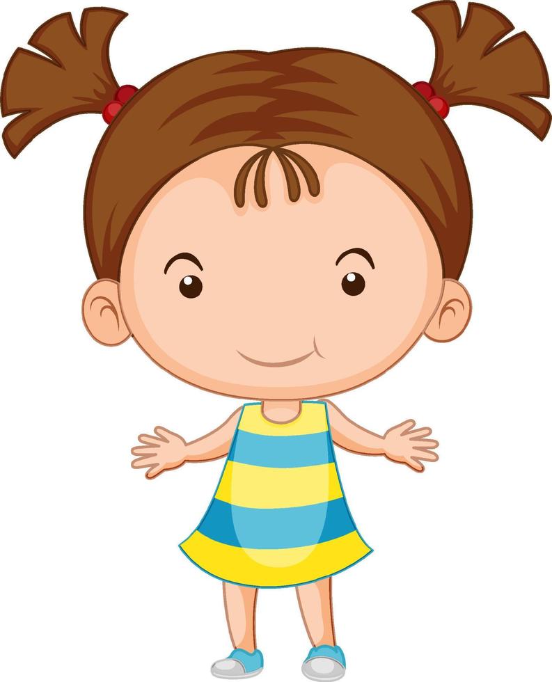 Cute girl cartoon character on white background vector