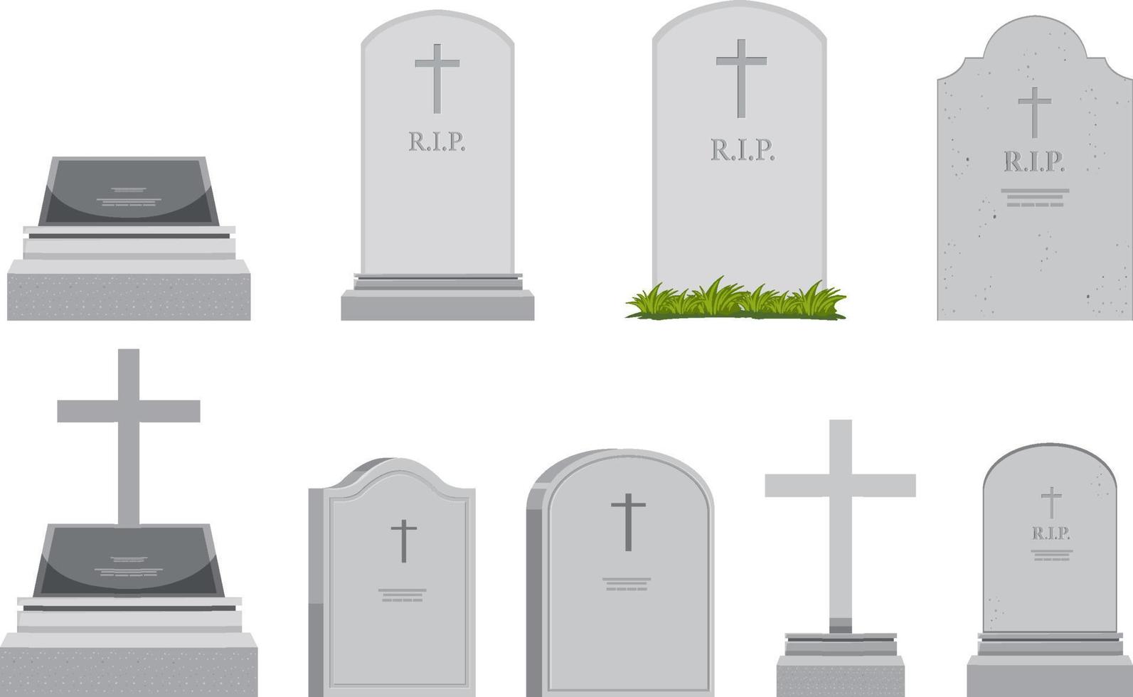 Set of different gravestones vector