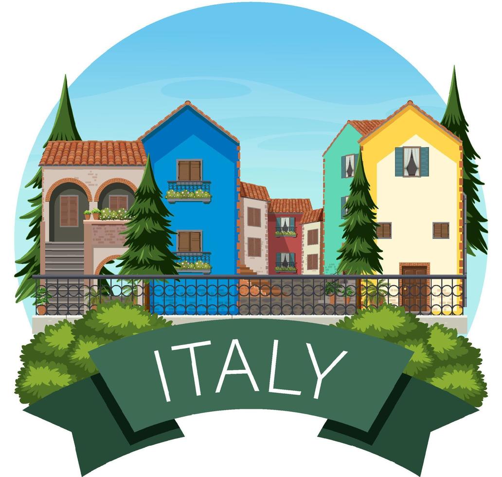 Italy banner label with house buildings vector