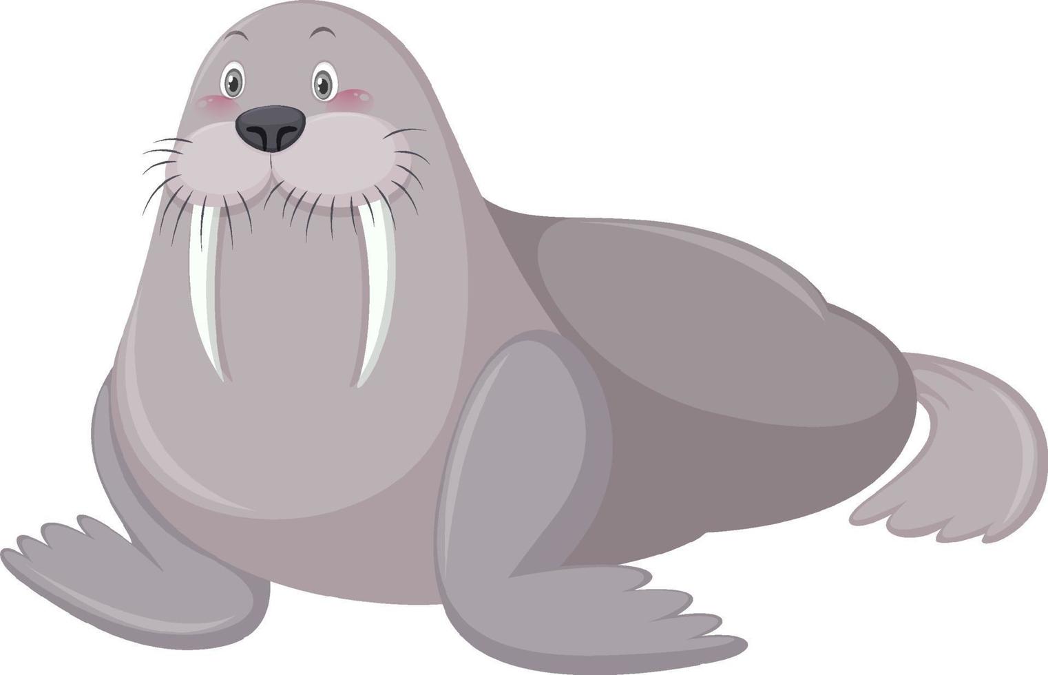 A grey walrus in cartoon style vector