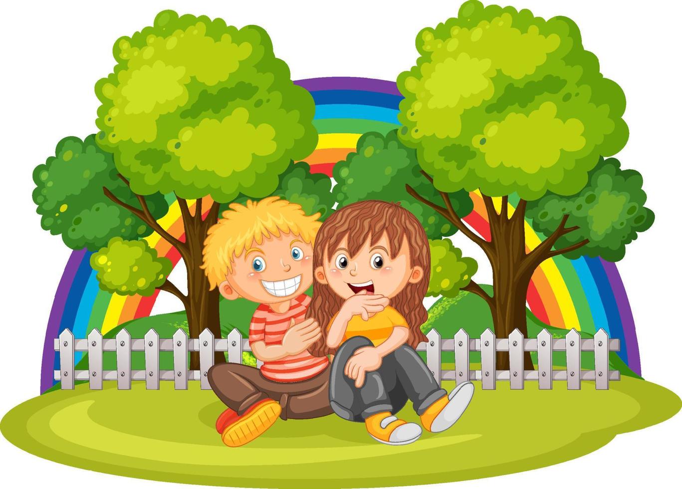 Happy couple at the park isolated vector
