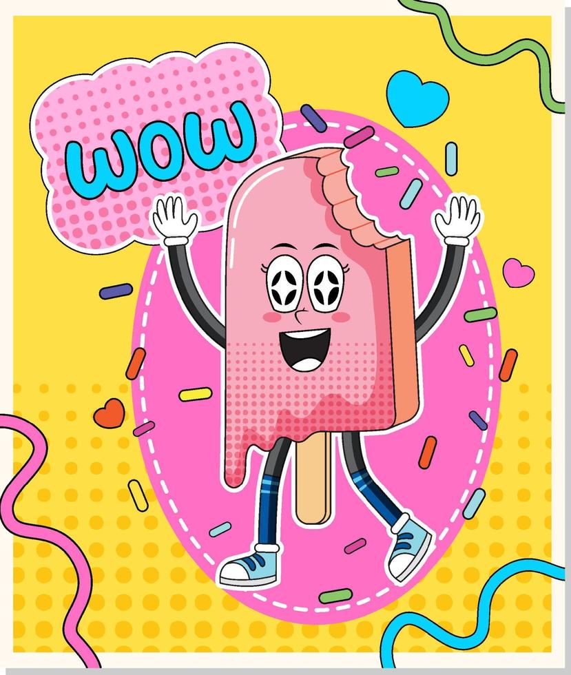 Ice cream word expression comic style vector