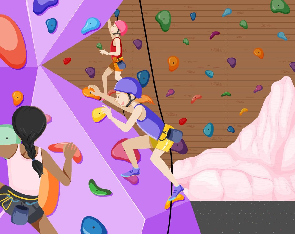 Indoor rock climbing gym vector