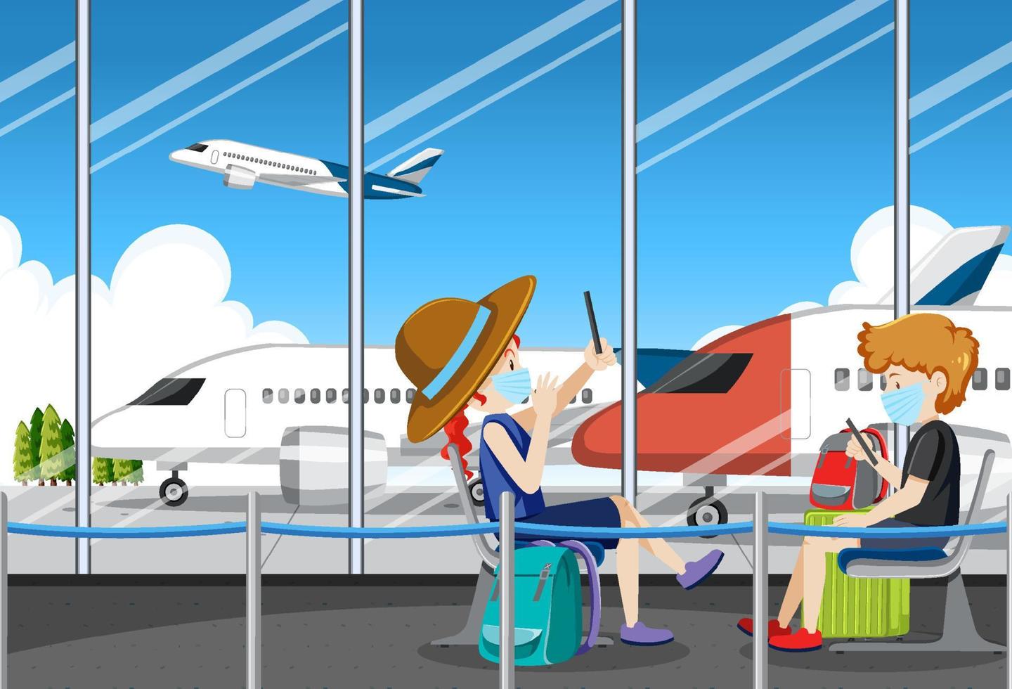 People cartoon characters in the airport vector