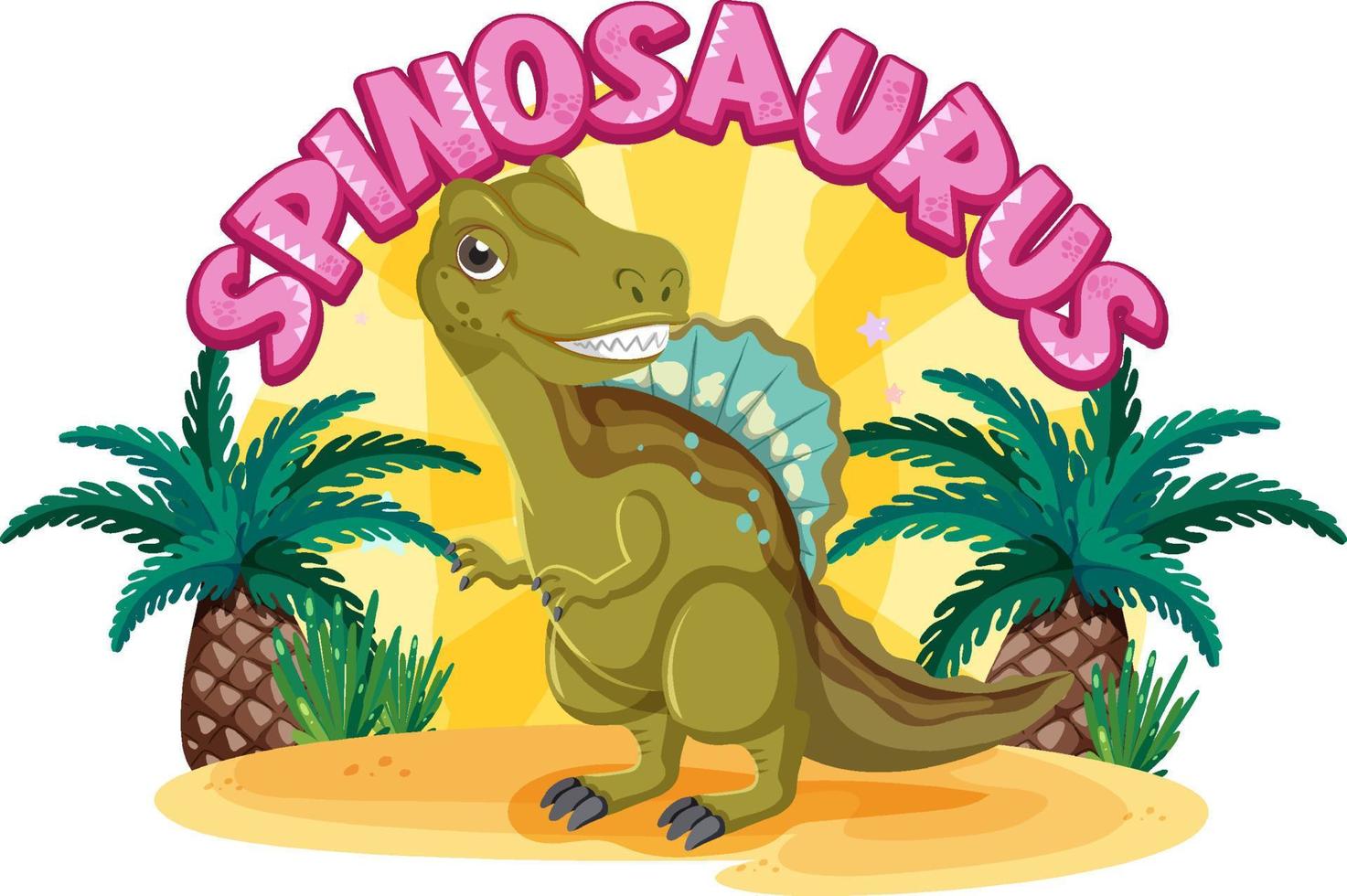 pequeño personaje de dibujos animados de dinosaurio spinosaurus lindo vector